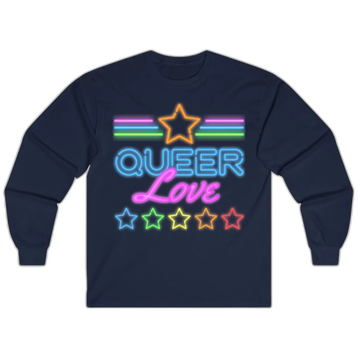 Queer Love Neon Pride Long Sleeve in Navy