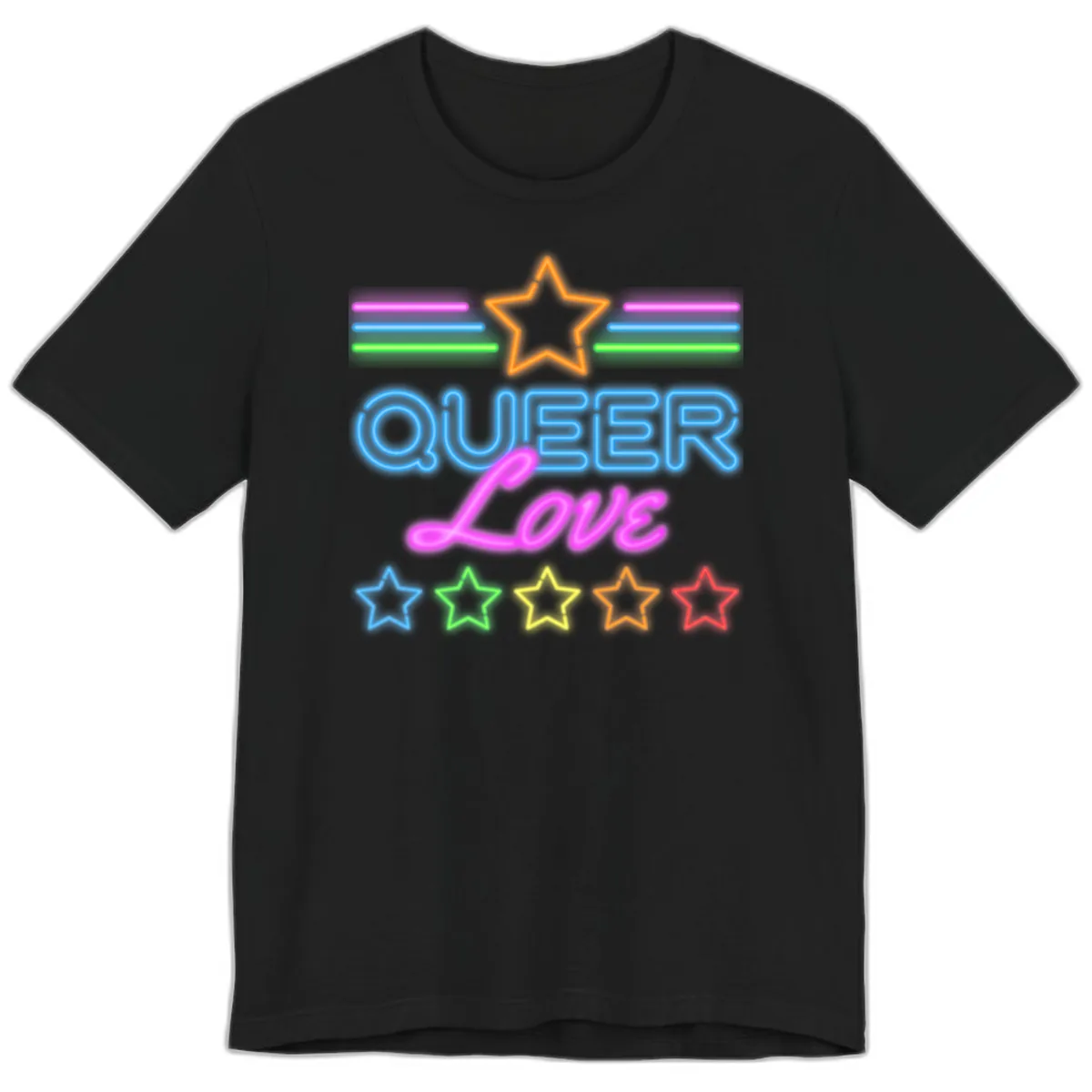 Queer Love Neon Pride Premium T-Shirt in Black