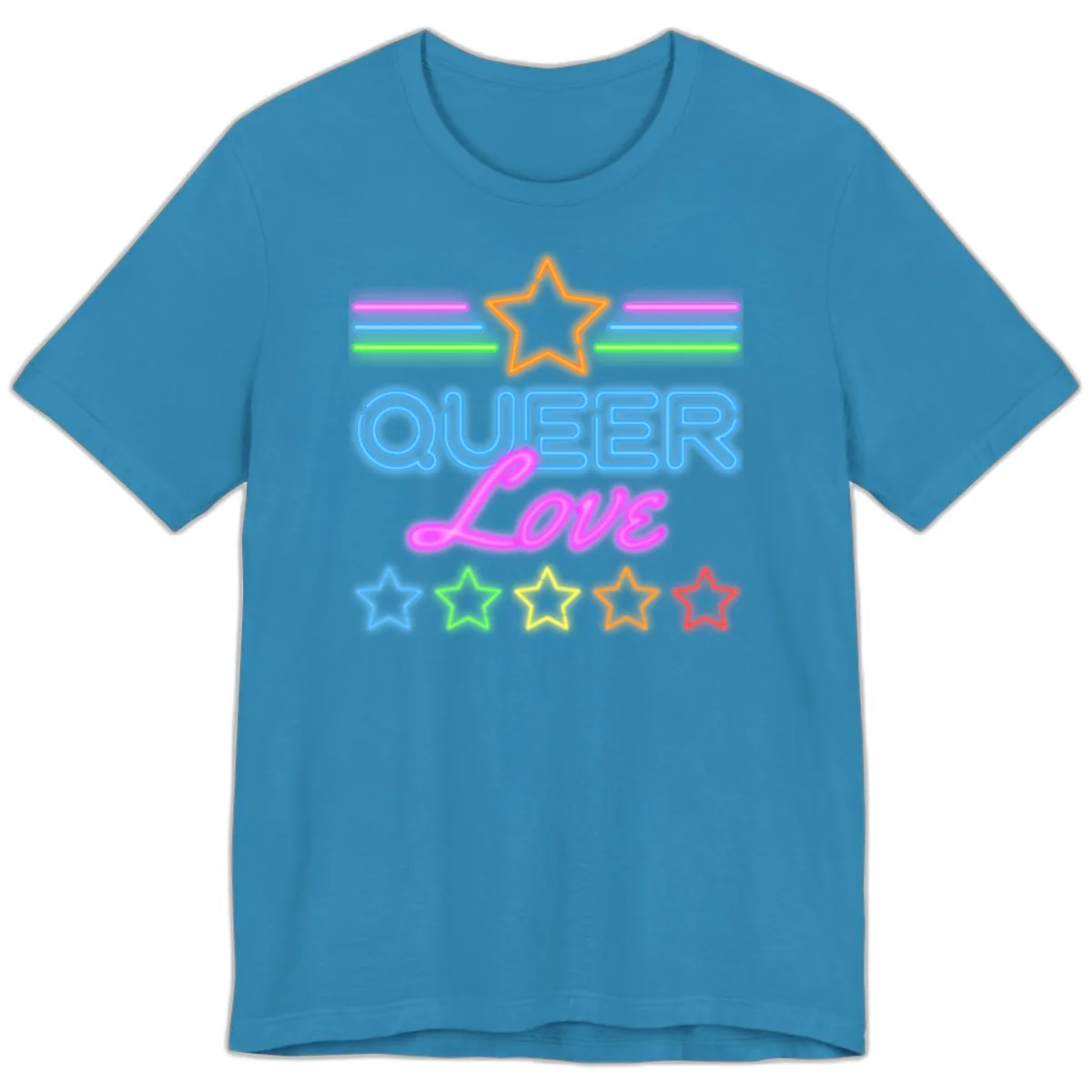 Queer Love Neon Pride Premium T-Shirt in Aqua