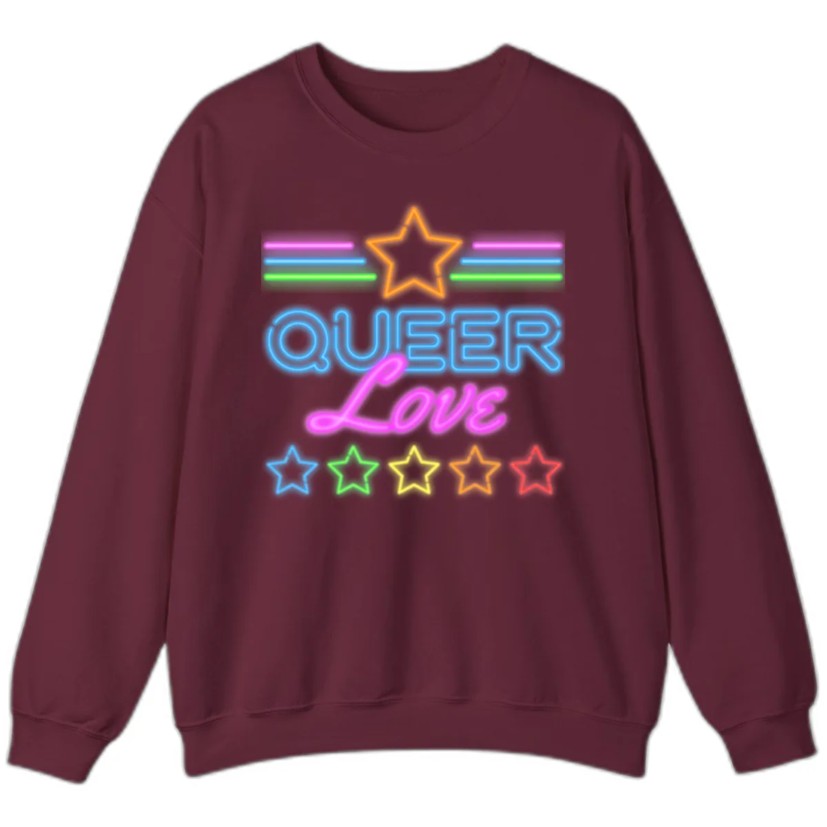 Queer Love Neon Pride Sweatshirt in Maroon