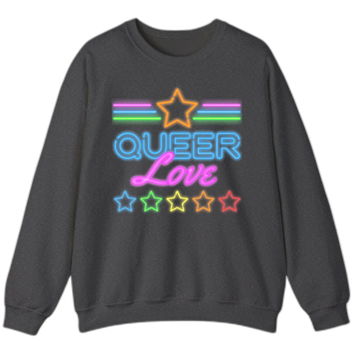Queer Love Neon Pride Sweatshirt in Dark Heather