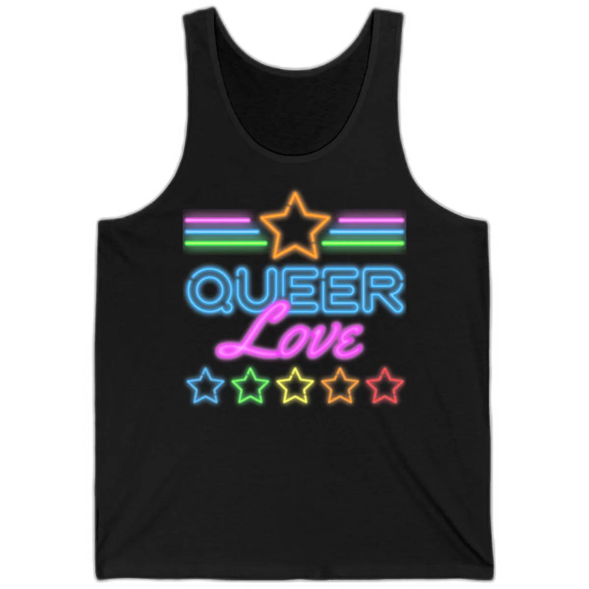 Queer Love Neon Pride Tank in Black
