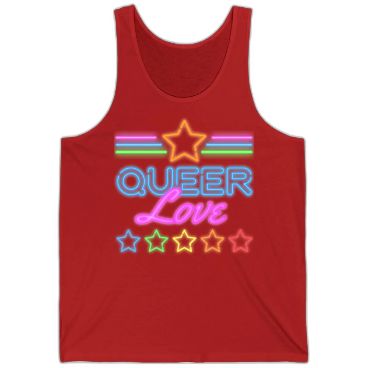 Queer Love Neon Pride Tank in Red