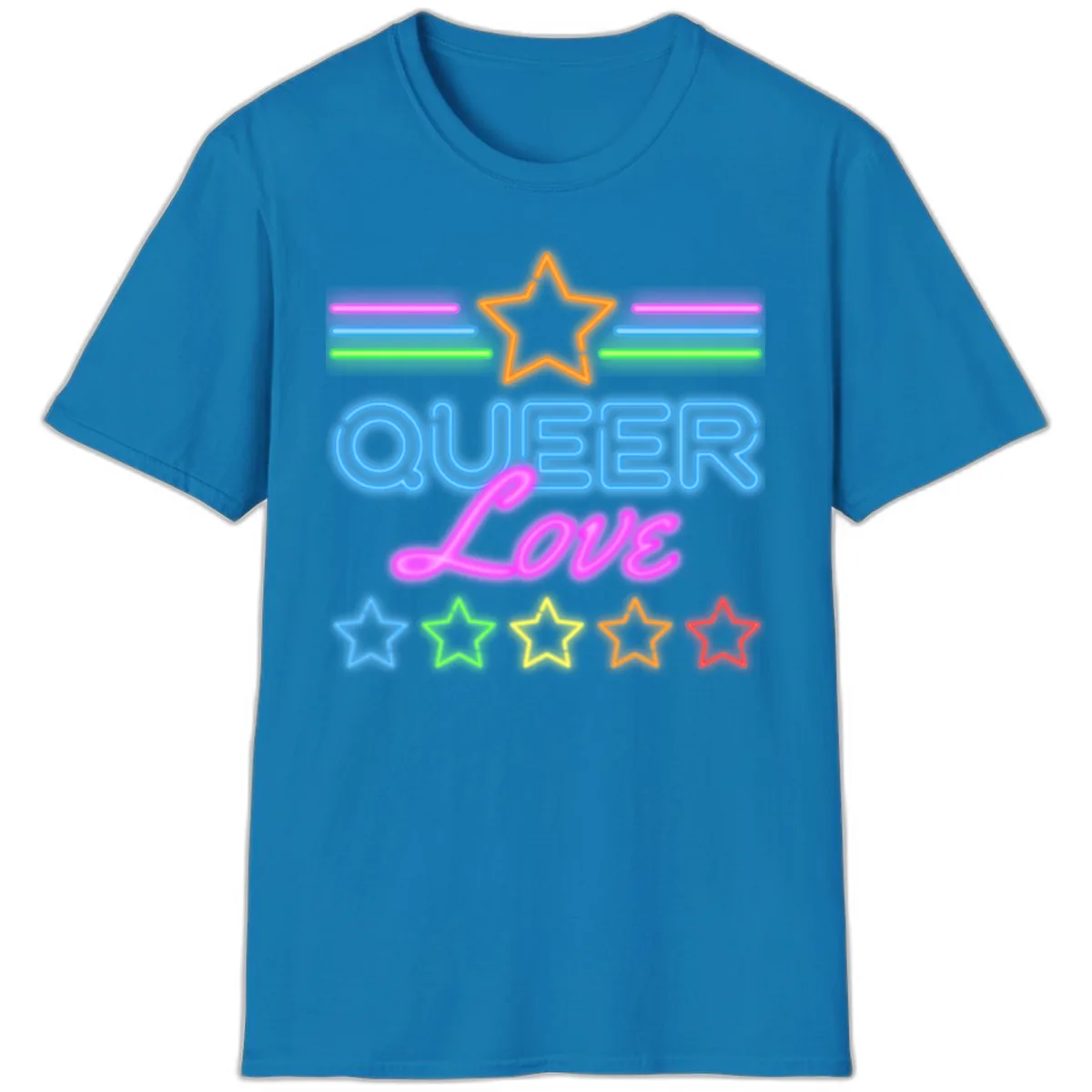 Queer Love Neon Pride T-Shirt in Sapphire