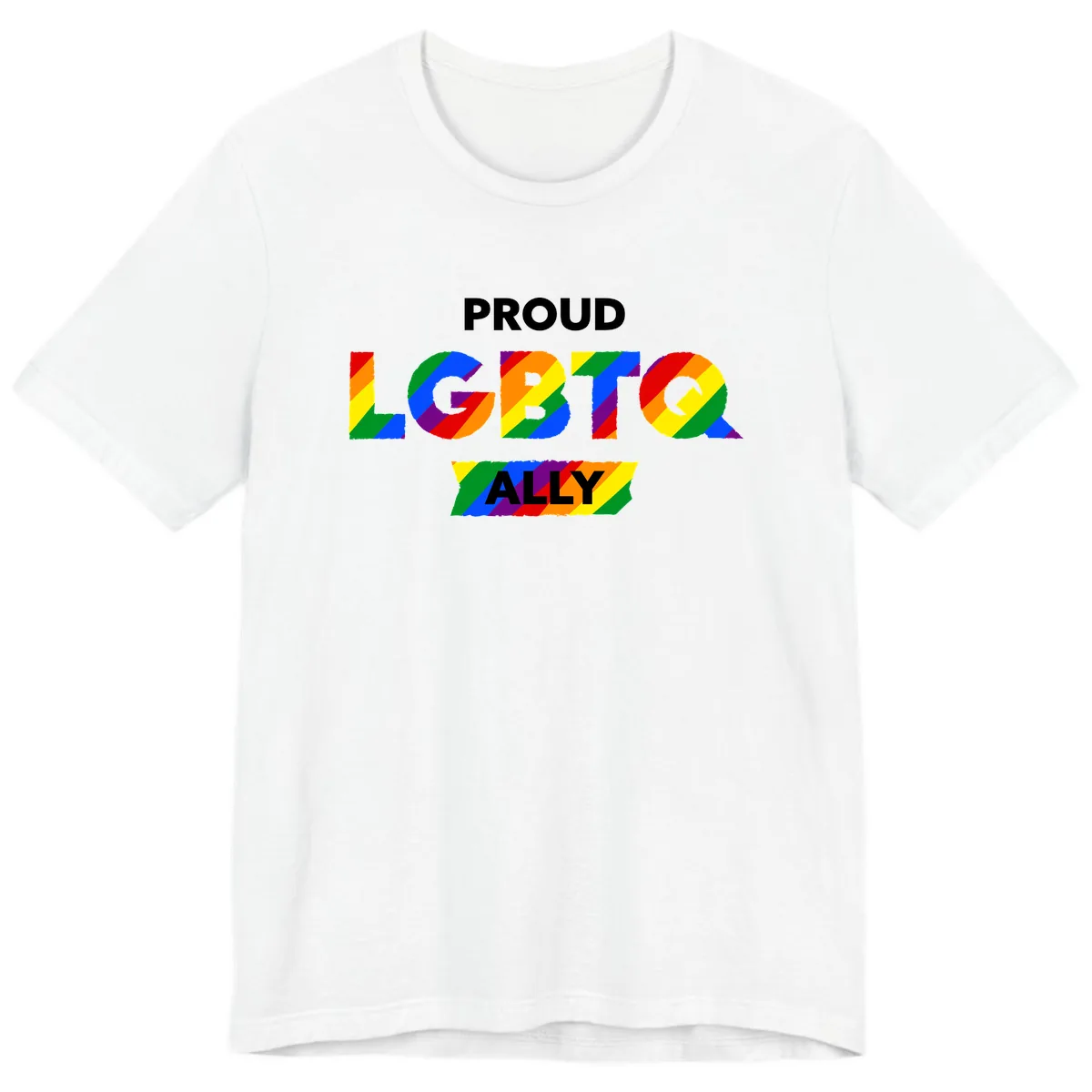 Proud LGBTQ Ally Rainbow Letters Premium T-Shirt in White