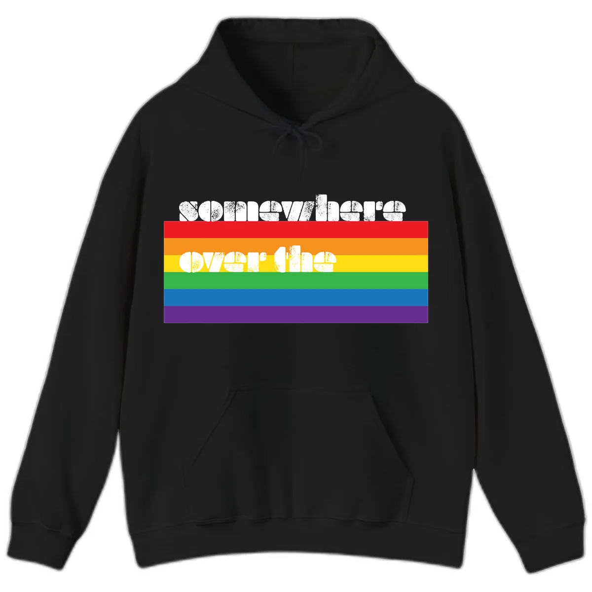 Somewhere Over The Rainbow Pride Hoodie in Black