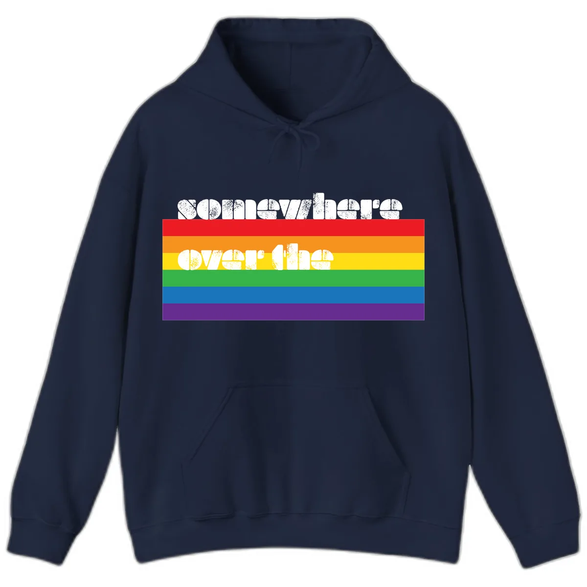 Somewhere Over The Rainbow Pride Hoodie in Navy