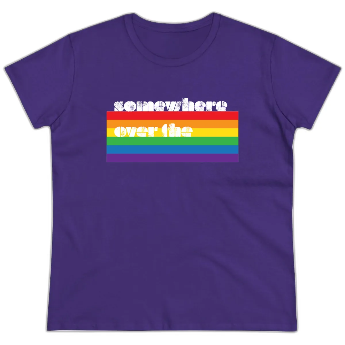 Somewhere Over The Rainbow Pride Ladies Tee in Purple