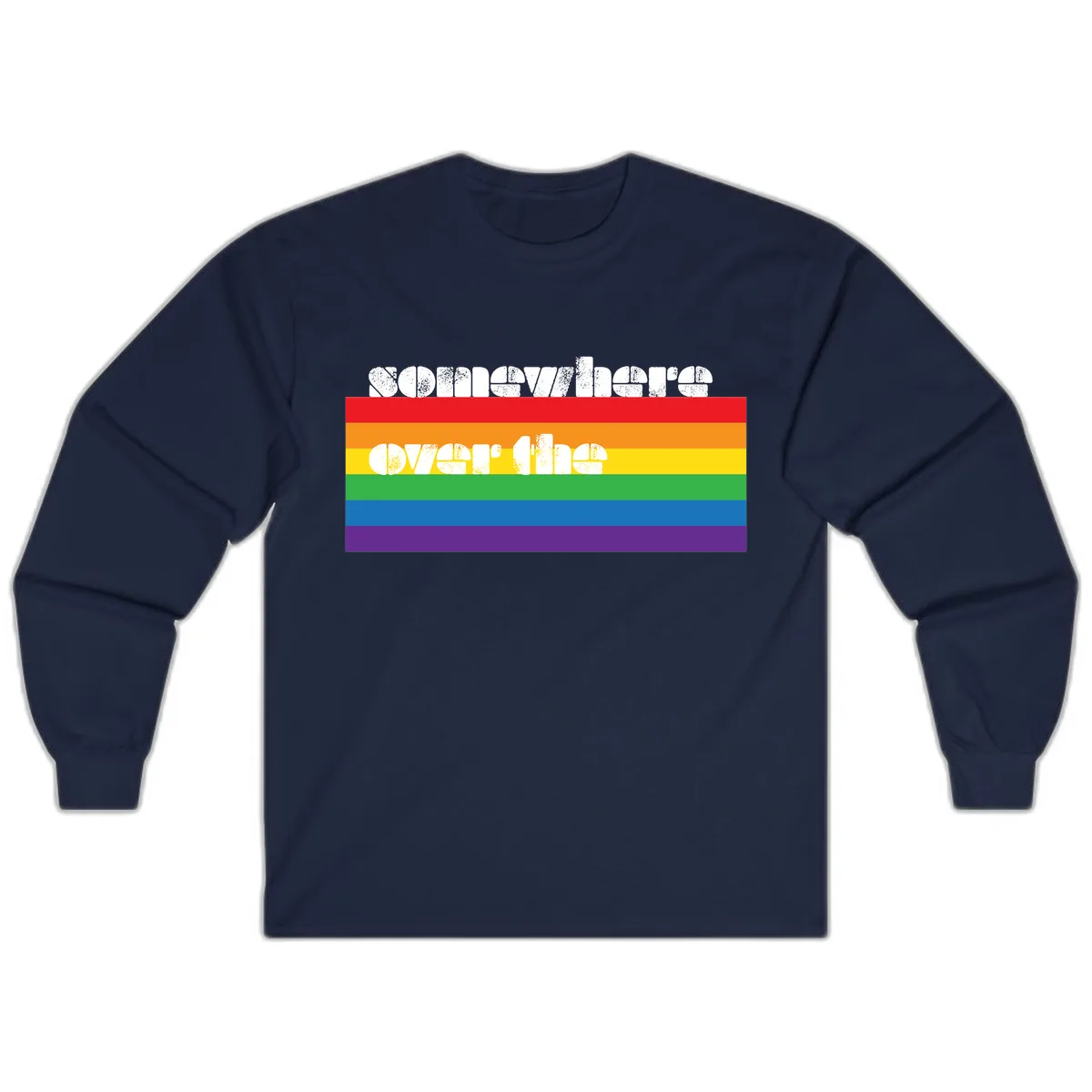 Somewhere Over The Rainbow Pride Long Sleeve in Navy