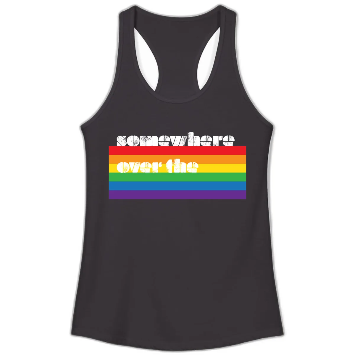 Somewhere Over The Rainbow Pride Ladies Tank in Black