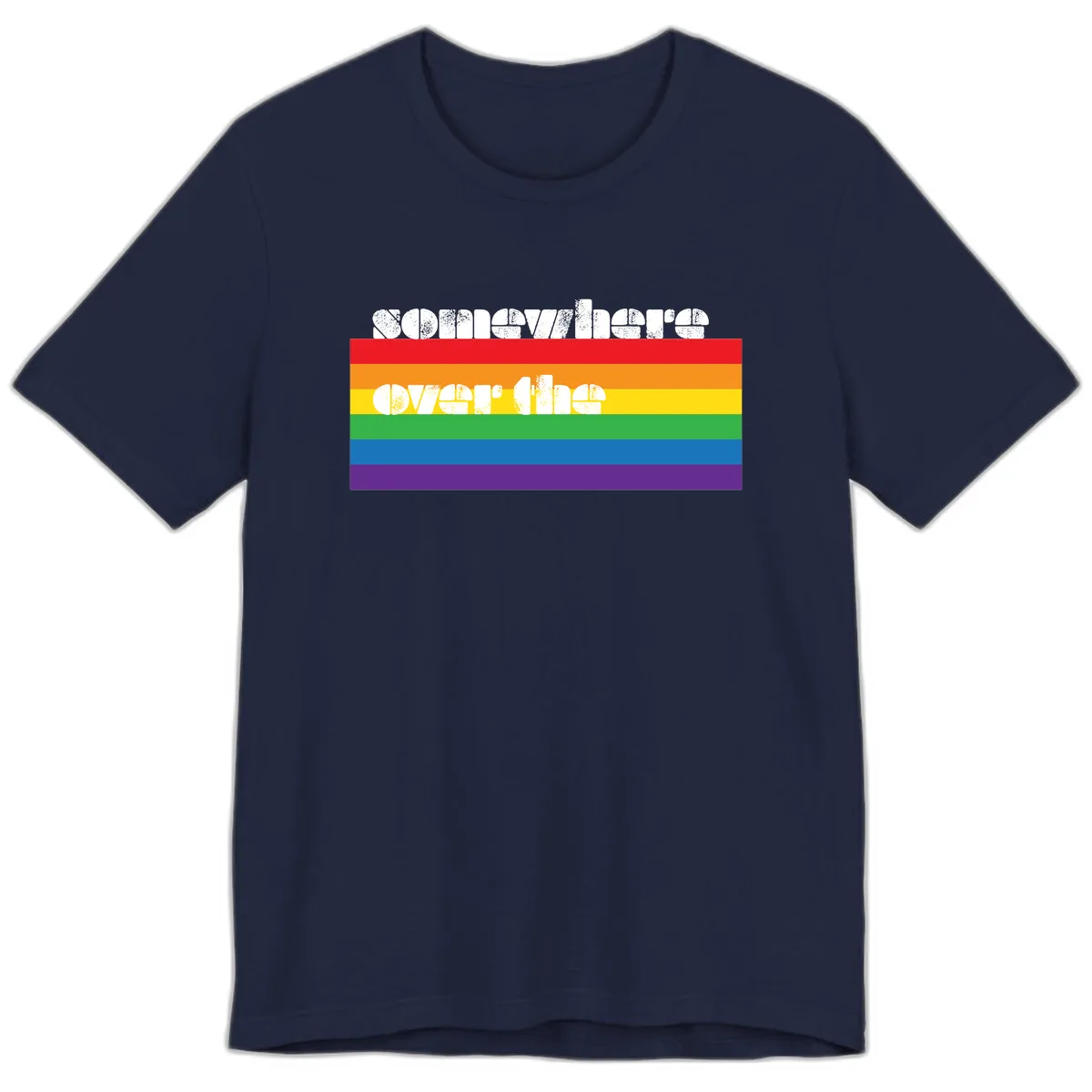 Somewhere Over The Rainbow Pride Premium T-Shirt in Navy