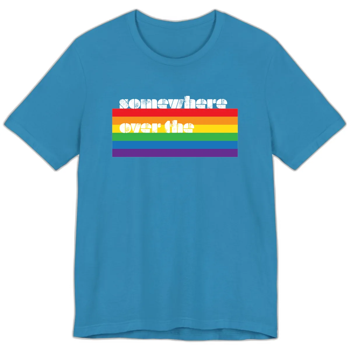 Somewhere Over The Rainbow Pride Premium T-Shirt in Aqua