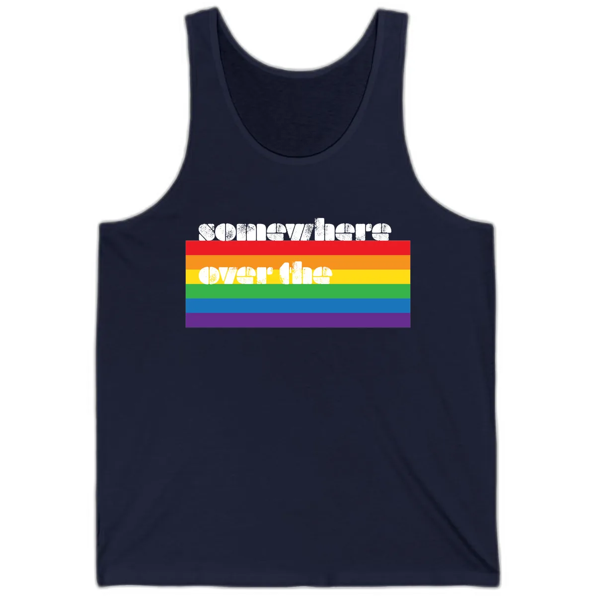 Somewhere Over The Rainbow Pride Tank in Navy