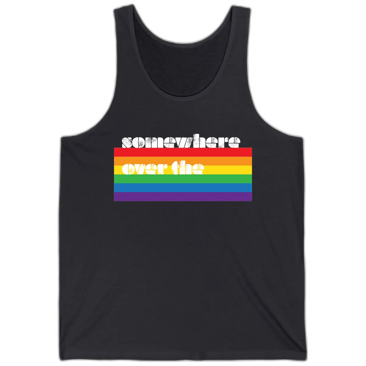 Somewhere Over The Rainbow Pride Tank in Dark Grey