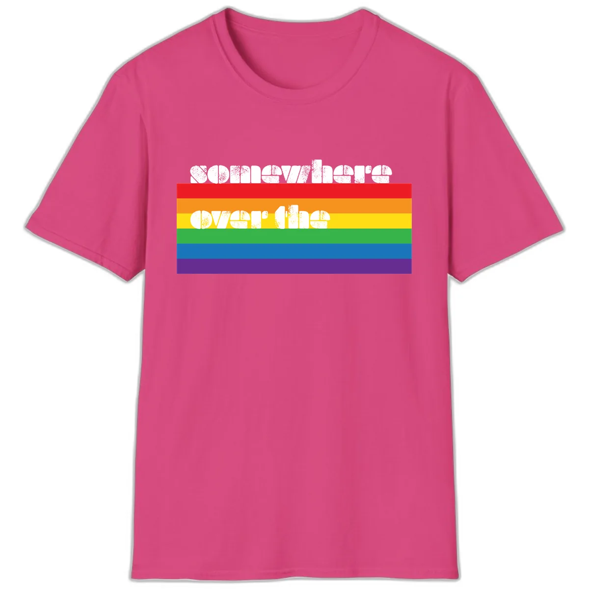 Somewhere Over The Rainbow Pride T-Shirt in Heliconia