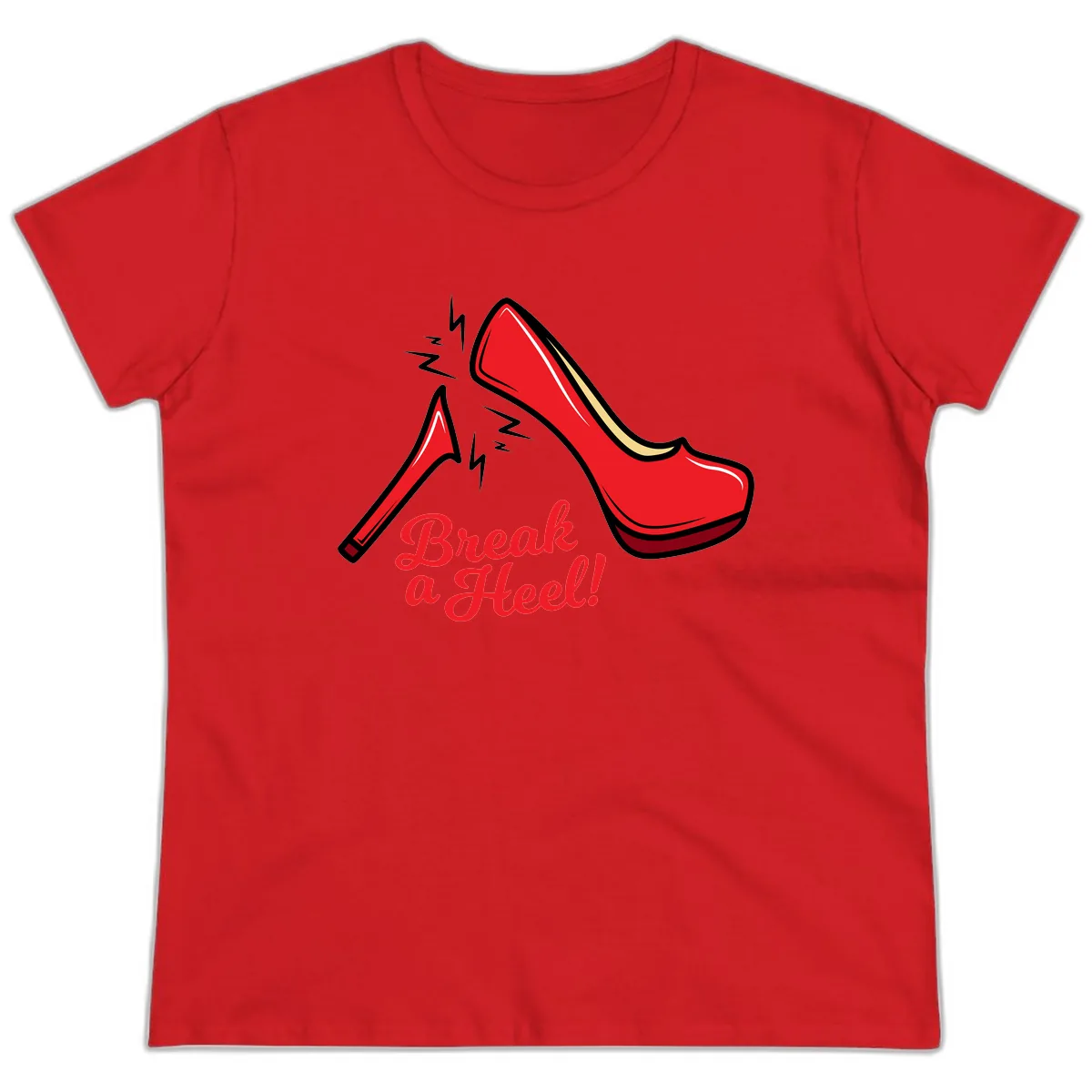 Break A Heel Ladies Tee in Red