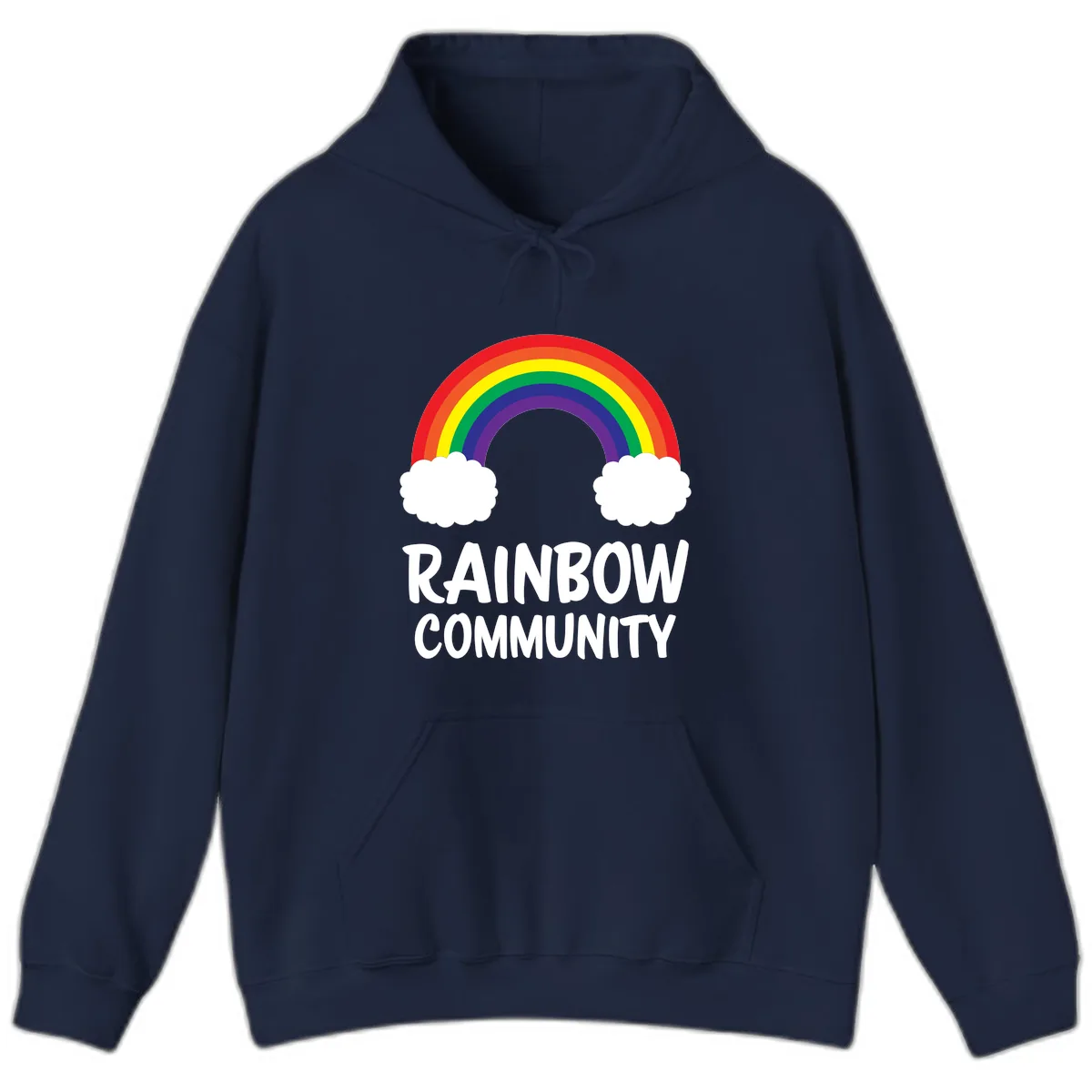 Rainbow Community Pride Design Hoodie in Navy