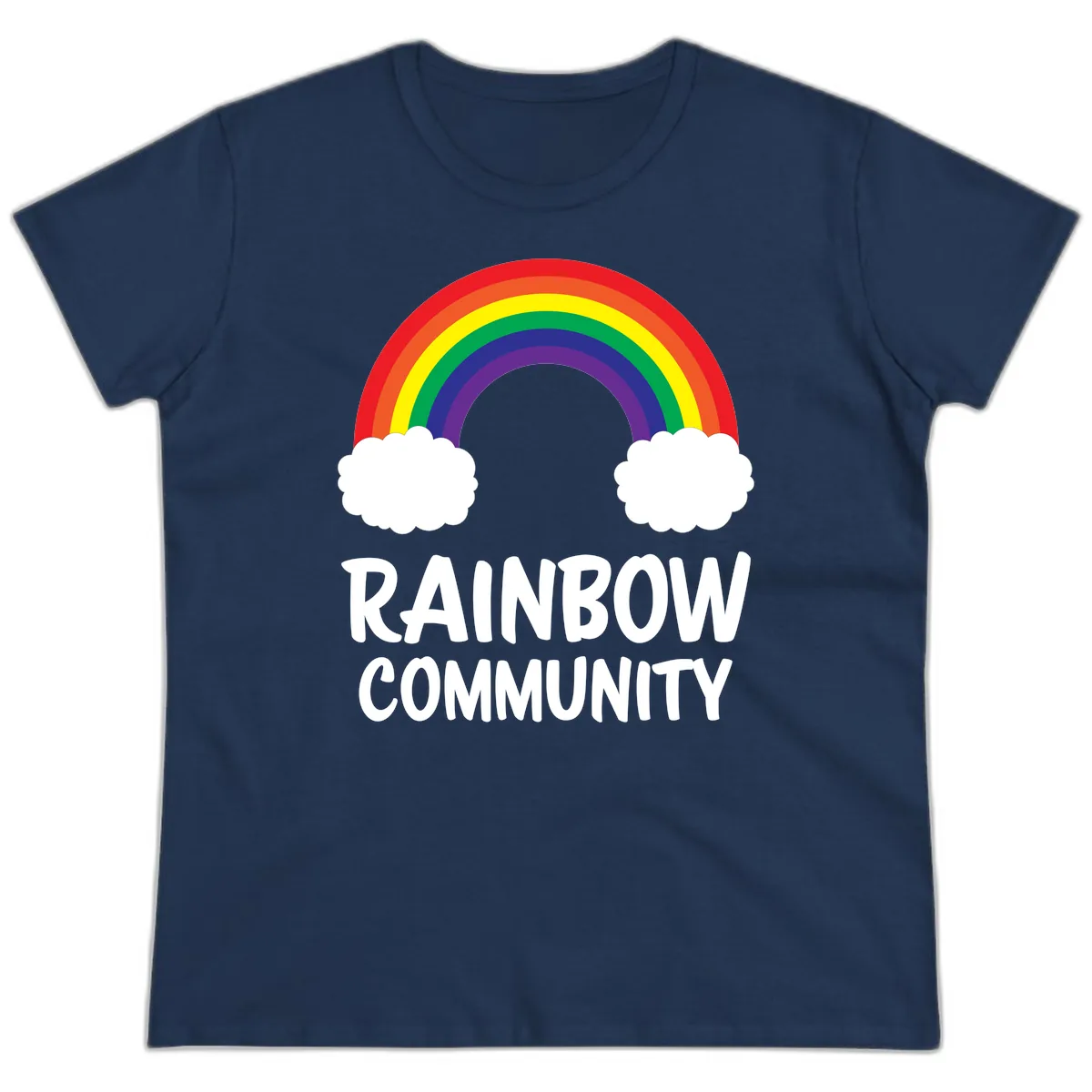 Rainbow Community Pride Design Ladies Tee in Navy