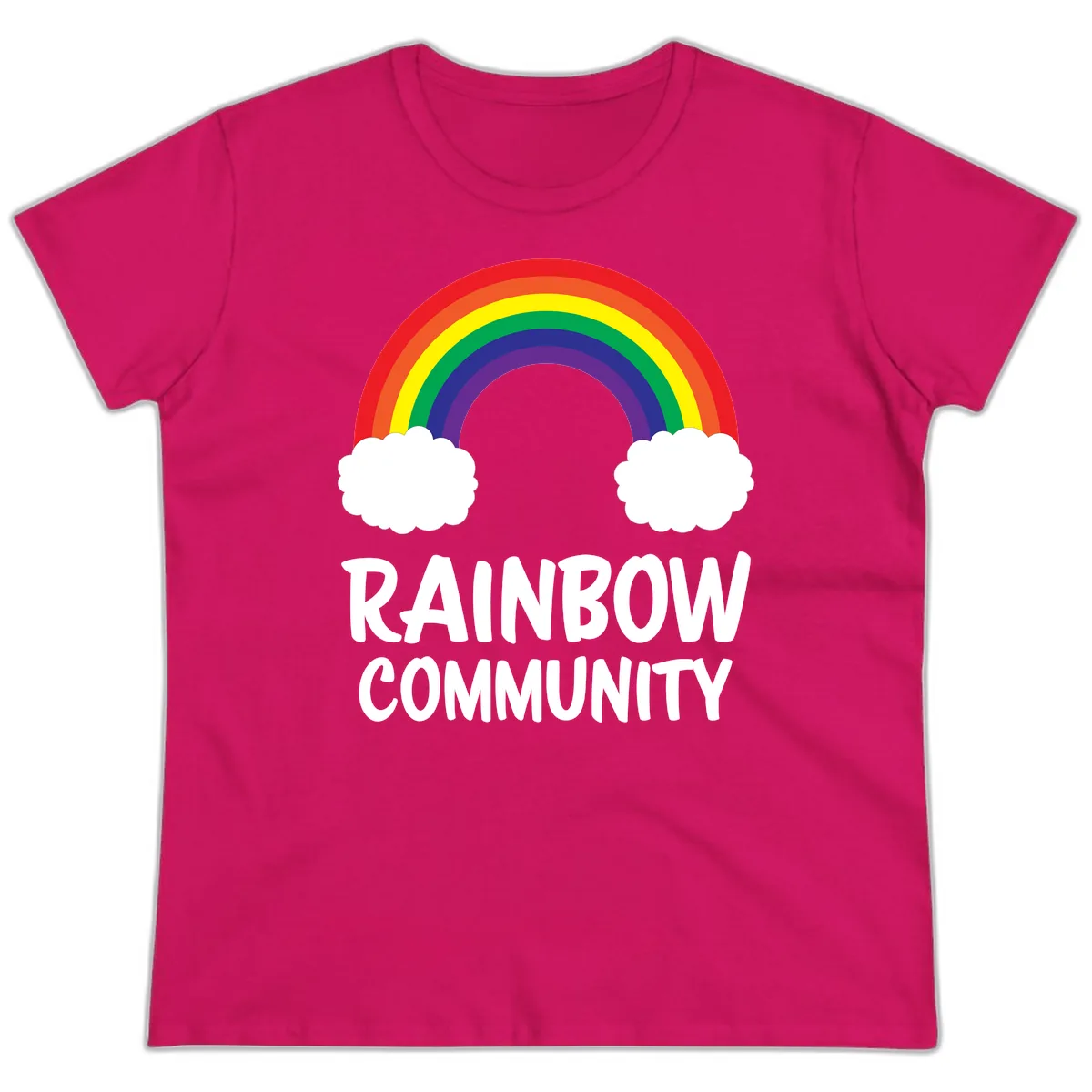 Rainbow Community Pride Design Ladies Tee in Heliconia
