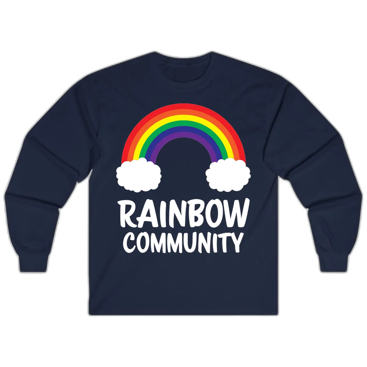 Rainbow Community Pride Design Long Sleeve in Navy