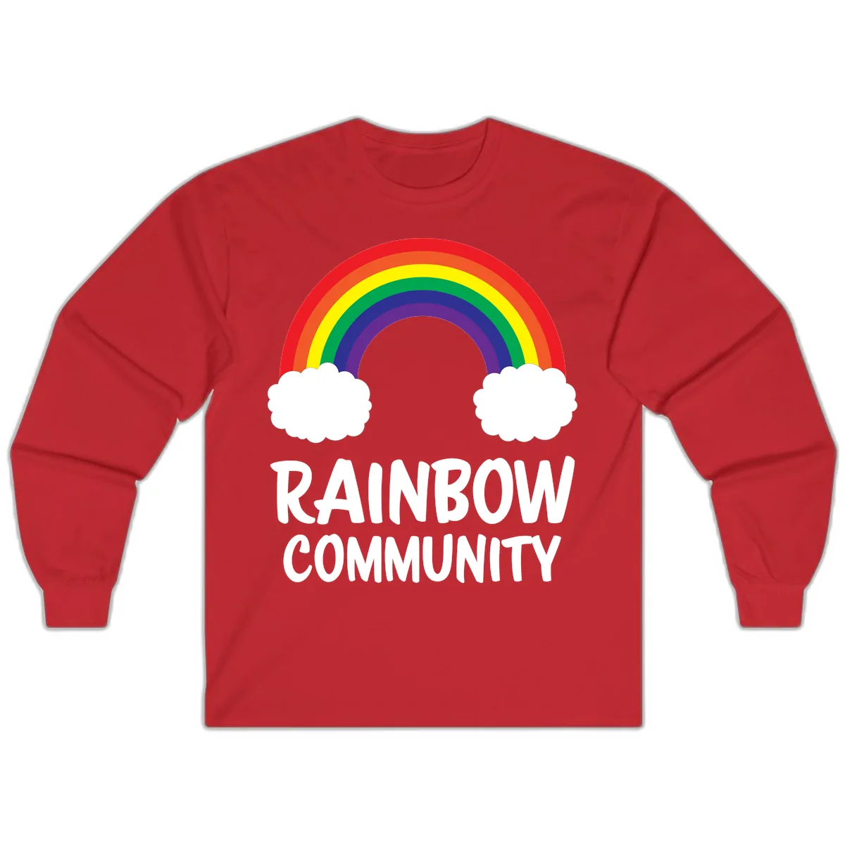 Rainbow Community Pride Design Long Sleeve in Red