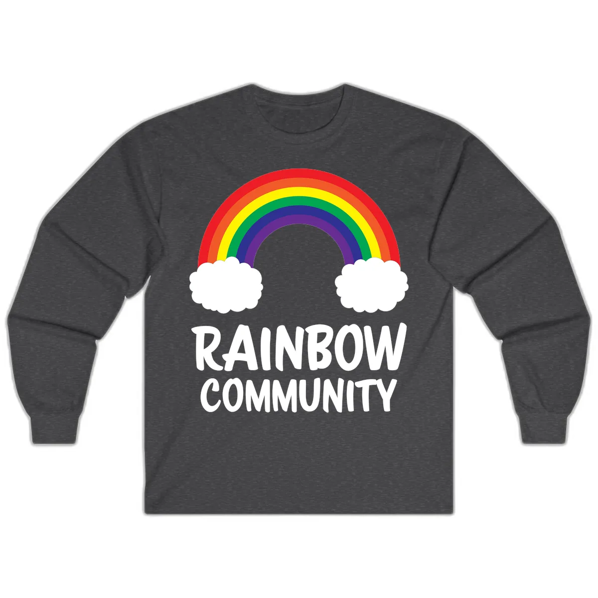 Rainbow Community Pride Design Long Sleeve in Dark Heather