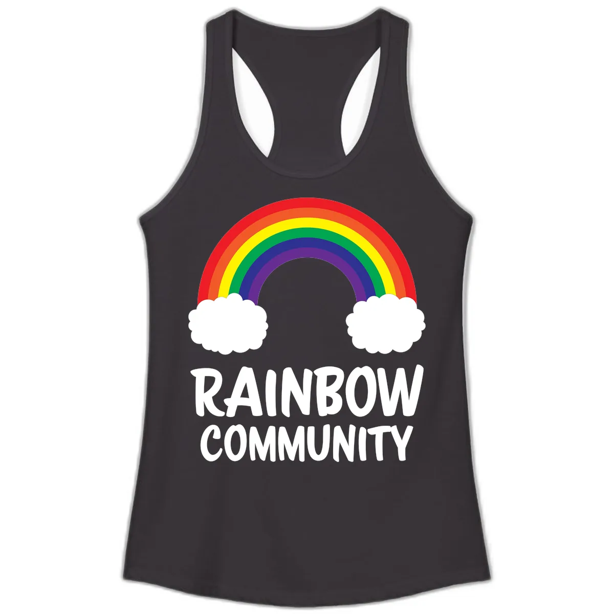 Rainbow Community Pride Design Ladies Tank in Black