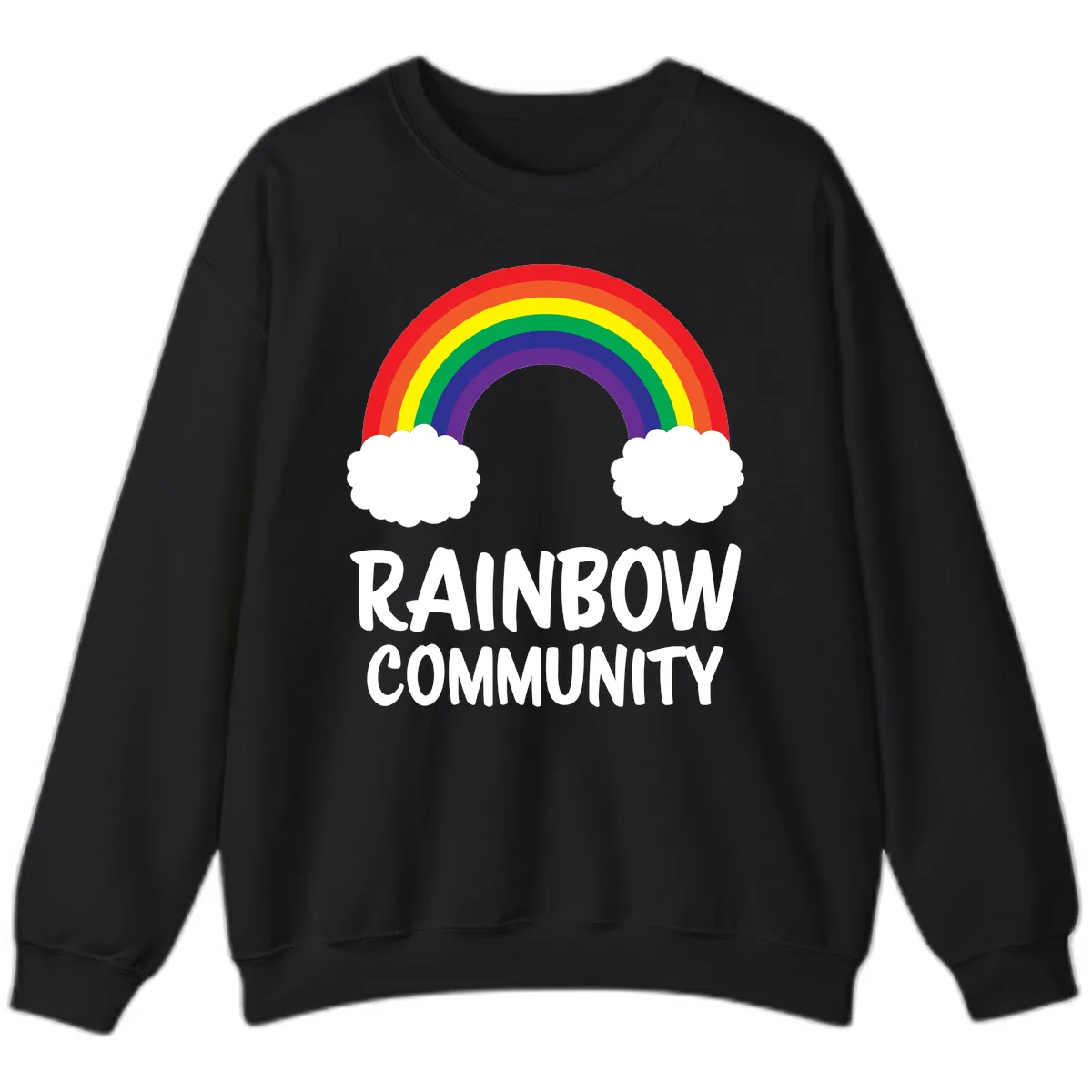 Rainbow Community Pride Design Sweatshirt in Black