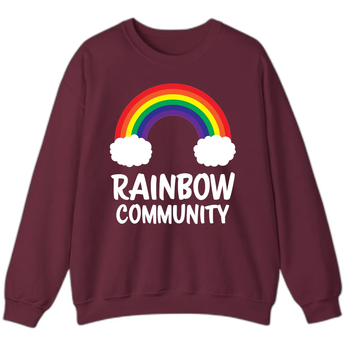 Rainbow Community Pride Design Sweatshirt in Maroon