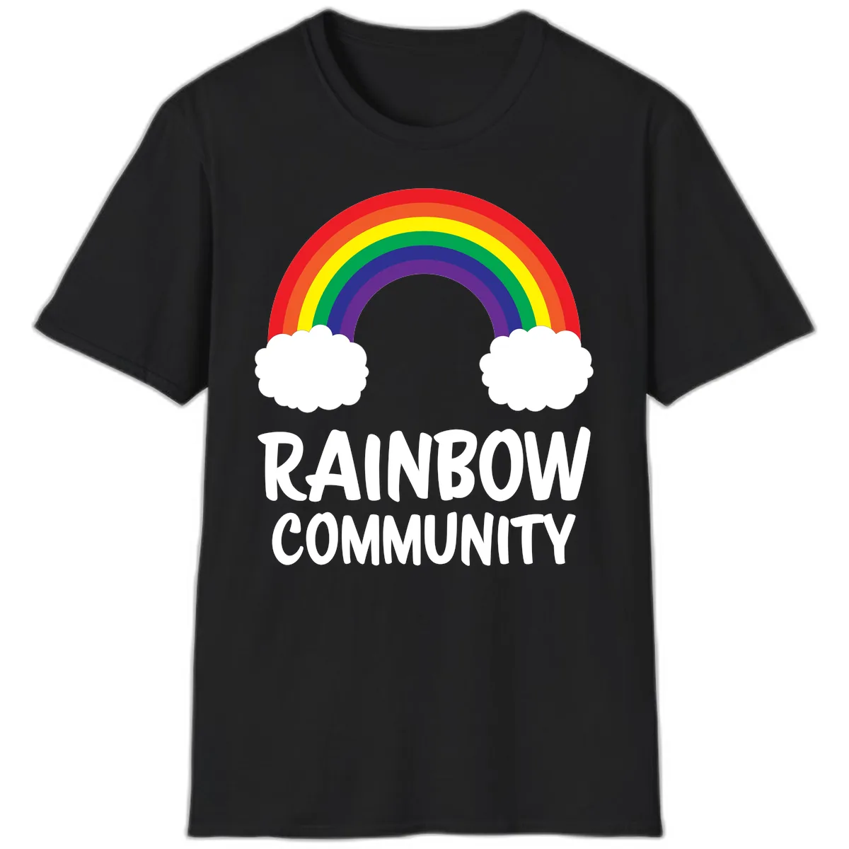 Rainbow Community Pride Design T-Shirt in Black