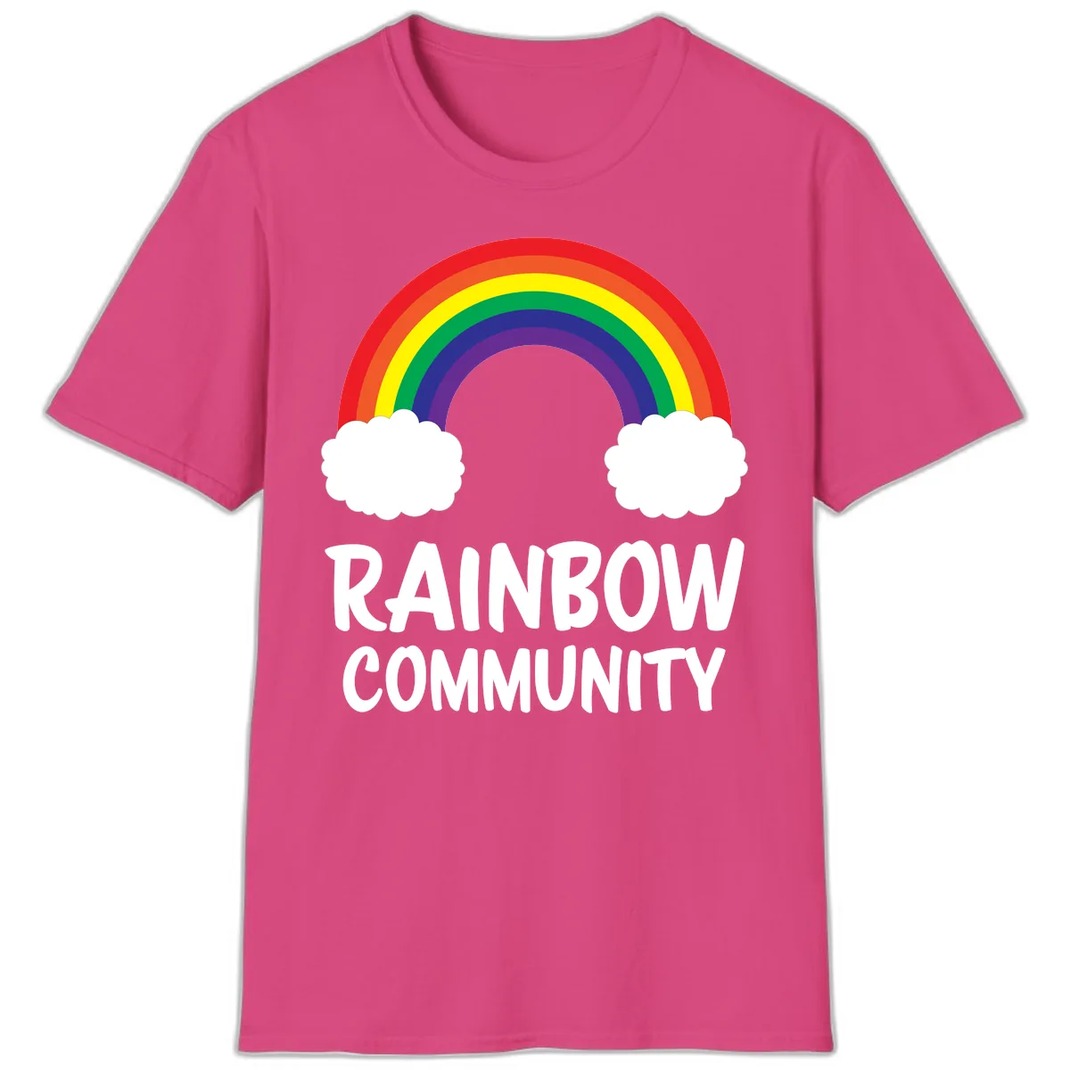 Rainbow Community Pride Design T-Shirt in Heliconia