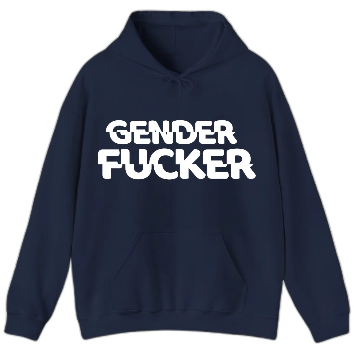 Gender Fucker Bold Statement Hoodie in Navy