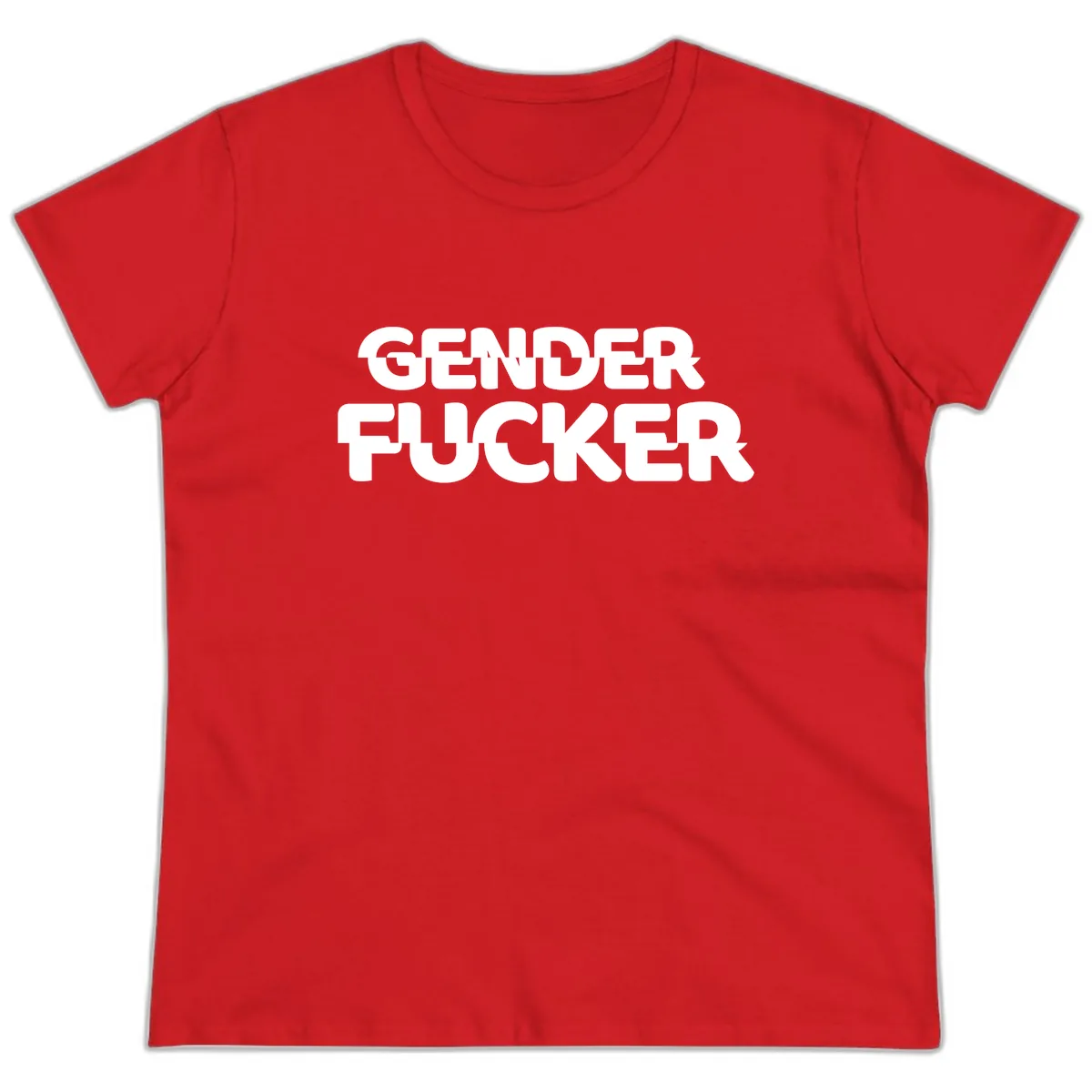 Gender Fucker Bold Statement Ladies Tee in Red