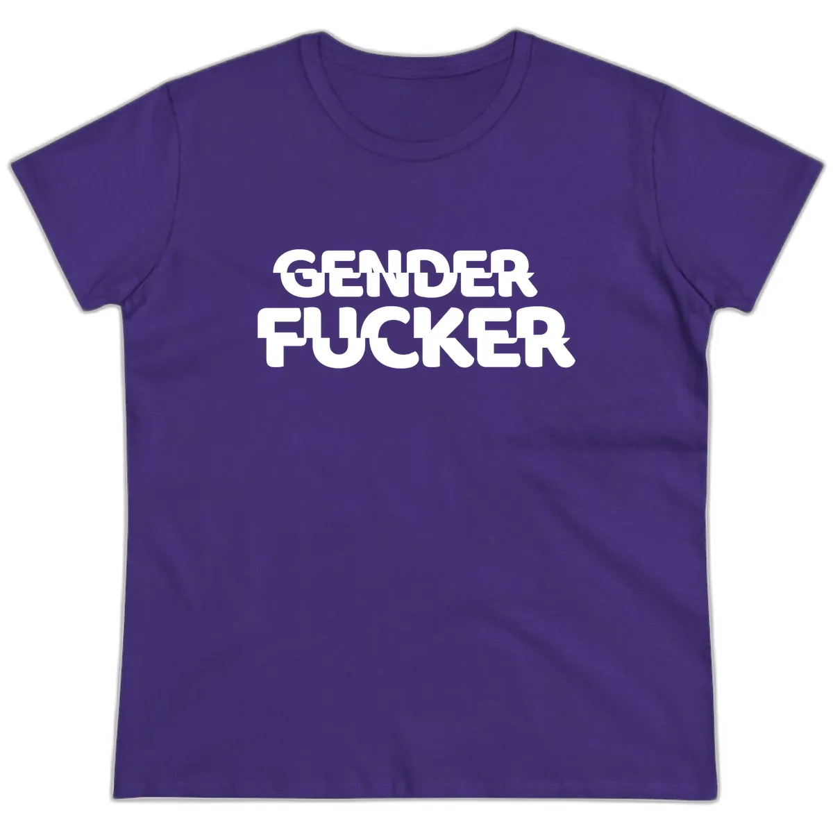 Gender Fucker Bold Statement Ladies Tee in Purple