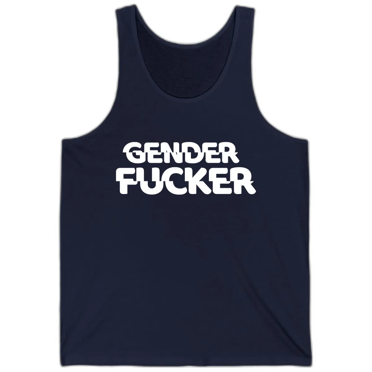 Gender Fucker Bold Statement Tank in Navy