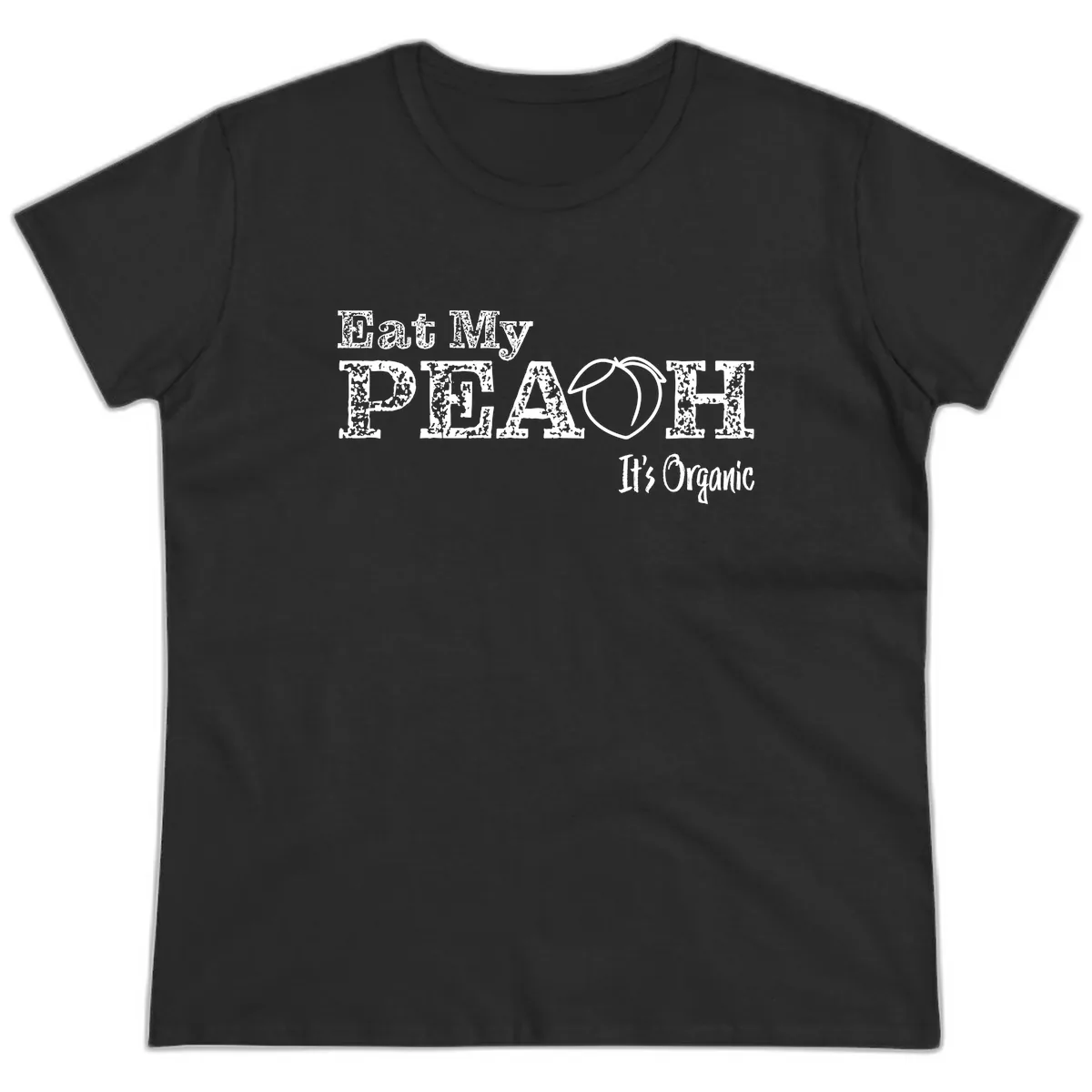 Eat My Peach It's Organic Ladies Tee in Black