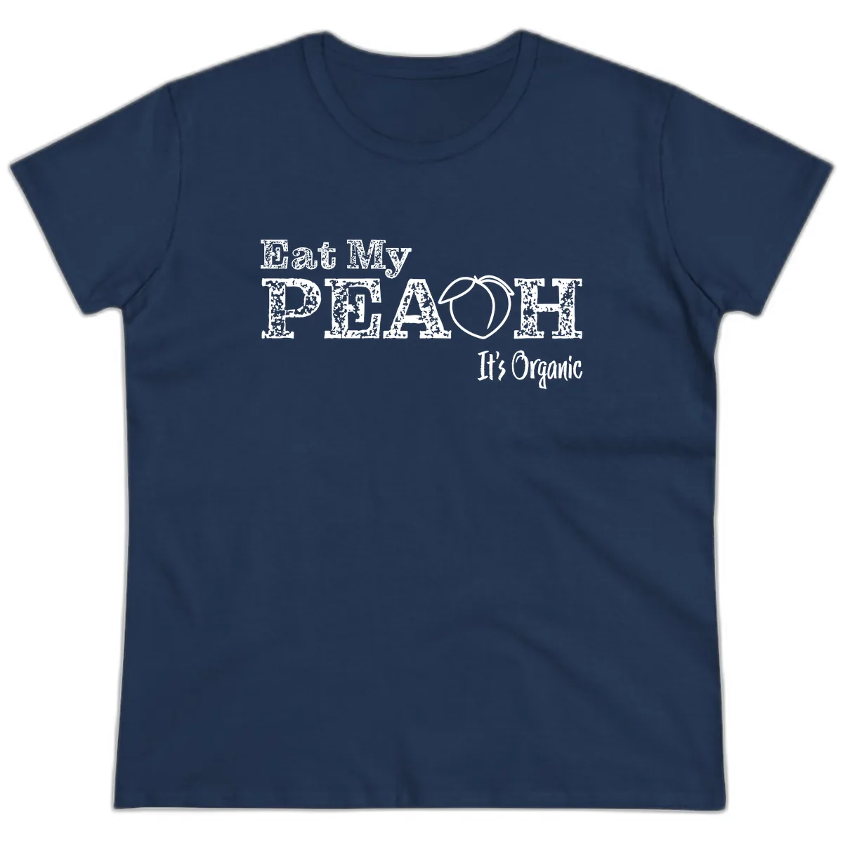 Eat My Peach It's Organic Ladies Tee in Navy