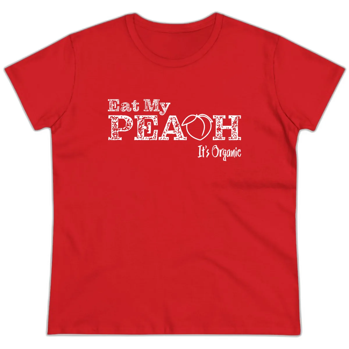 Eat My Peach It's Organic Ladies Tee in Red