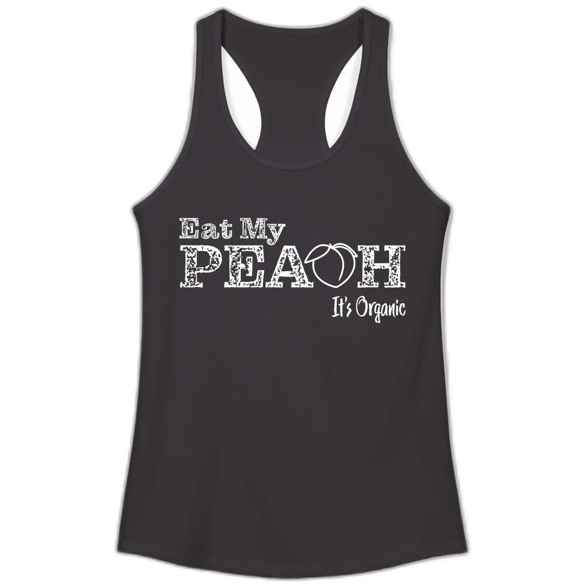 Eat My Peach It's Organic Ladies Tank in Black