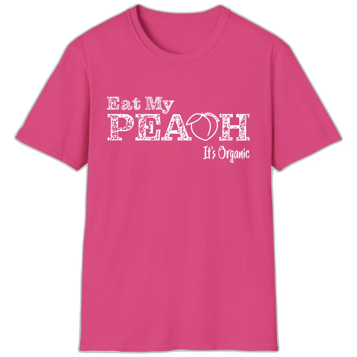 Eat My Peach It's Organic T-Shirt in Heliconia