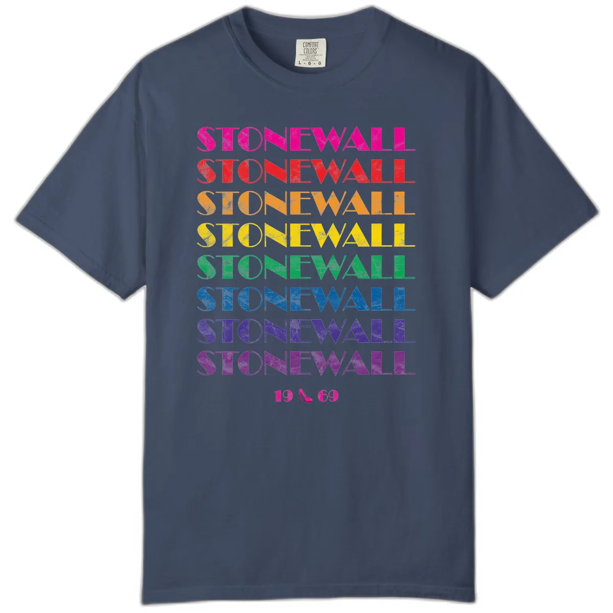 Stonewall Pride Rainbow Repetition Comfort Color in Midnight