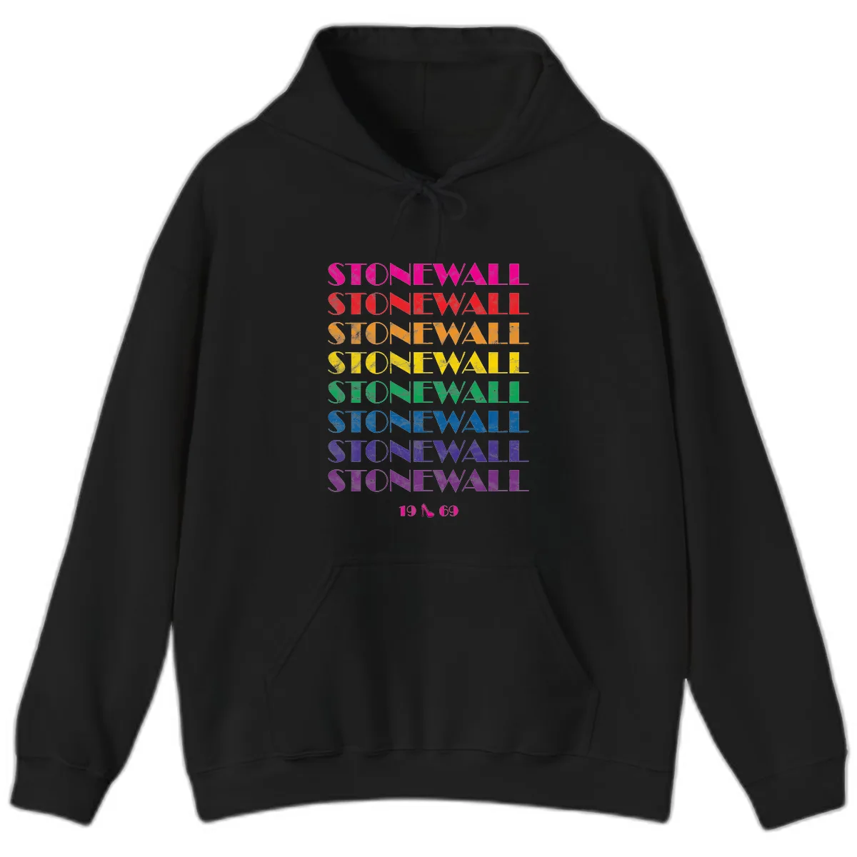 Stonewall Pride Rainbow Repetition Hoodie in Black