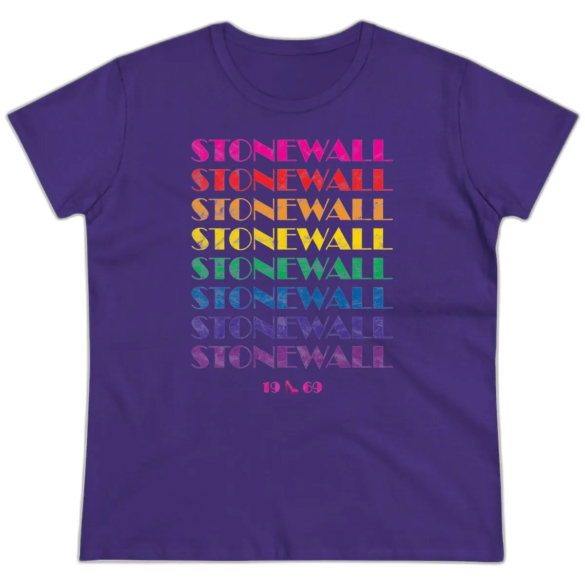 Stonewall Pride Rainbow Repetition Ladies Tee in Purple