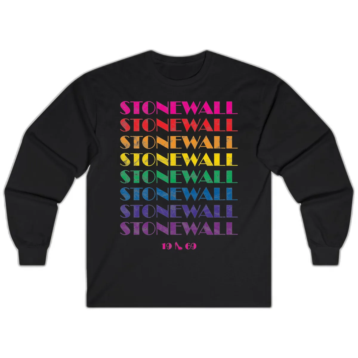 Stonewall Pride Rainbow Repetition Long Sleeve in Black