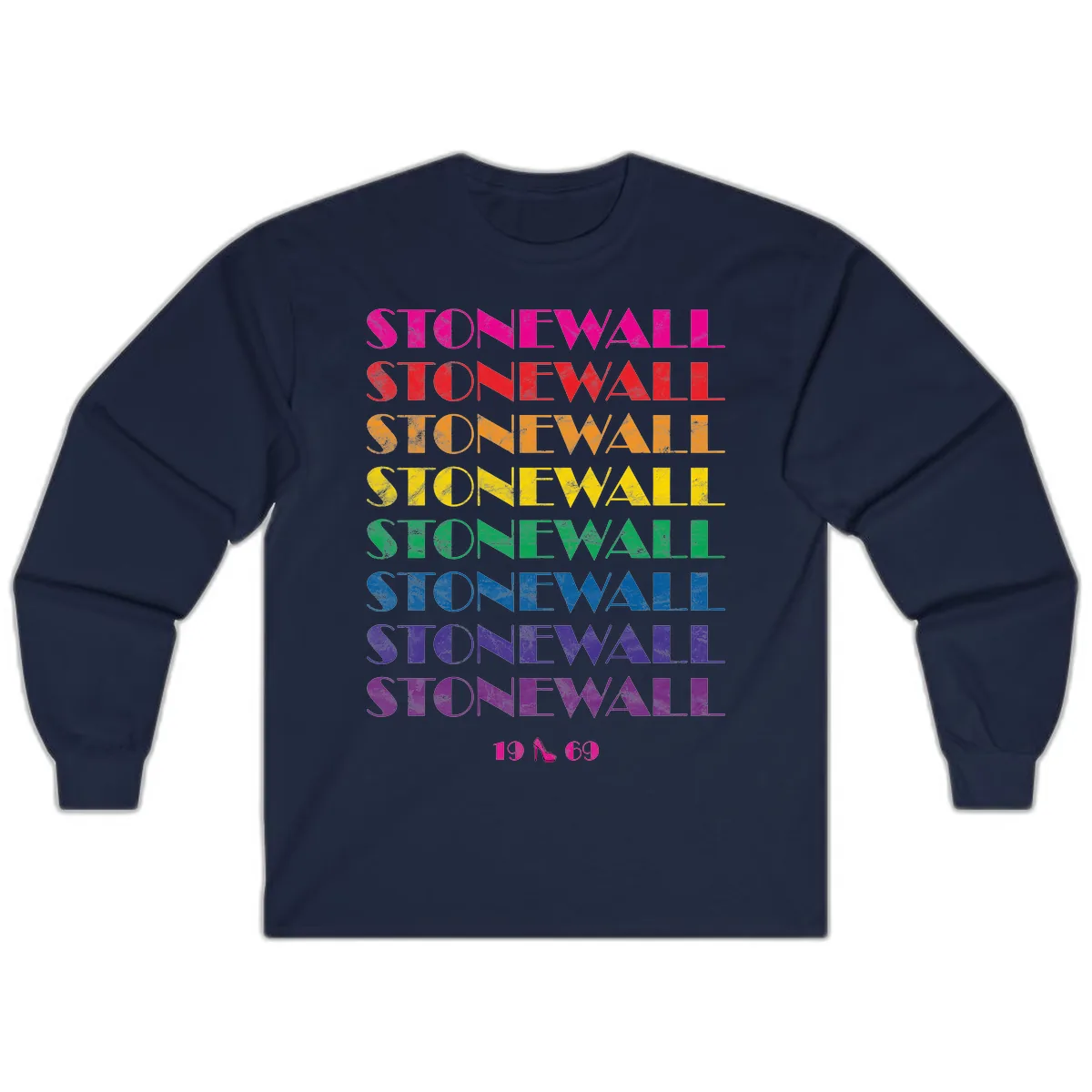 Stonewall Pride Rainbow Repetition Long Sleeve in Navy