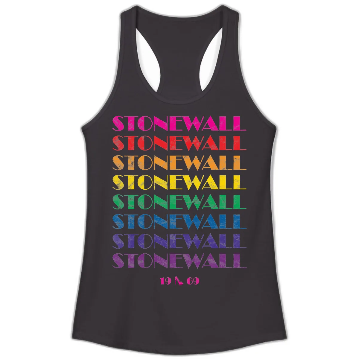 Stonewall Pride Rainbow Repetition Ladies Tank in Black