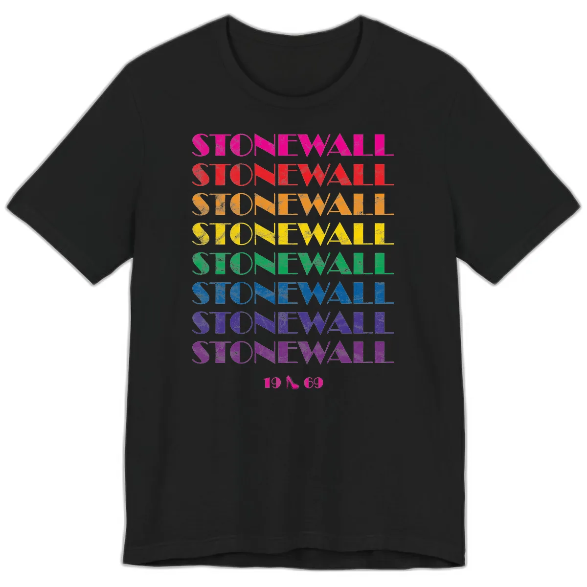 Stonewall Pride Rainbow Repetition Premium T-Shirt in Black