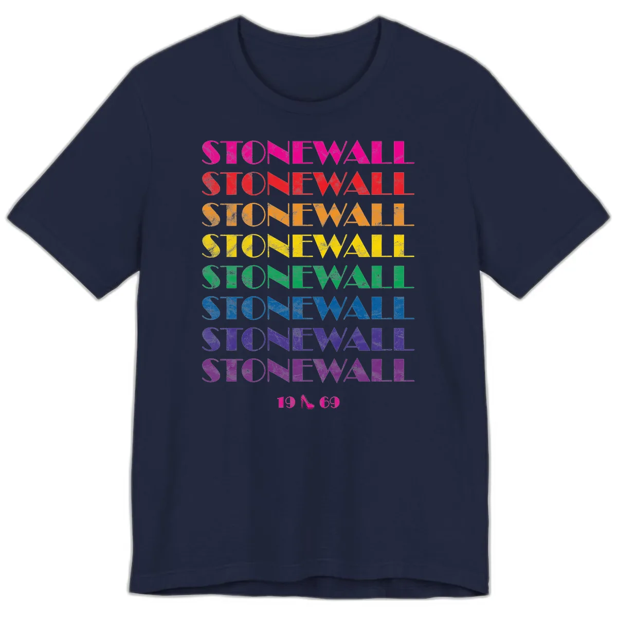Stonewall Pride Rainbow Repetition Premium T-Shirt in Navy