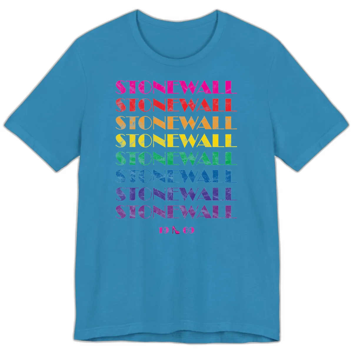 Stonewall Pride Rainbow Repetition Premium T-Shirt in Aqua