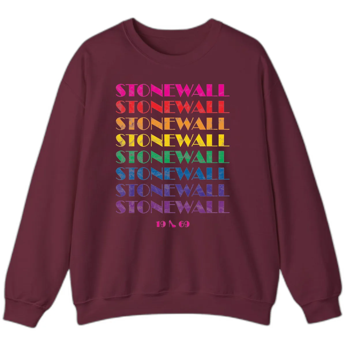 Stonewall Pride Rainbow Repetition Sweatshirt in Maroon